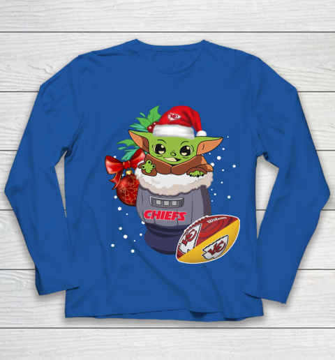 Kansas City Chiefs Christmas Baby Yoda Star Wars Funny Happy NFL Youth Long Sleeve 9