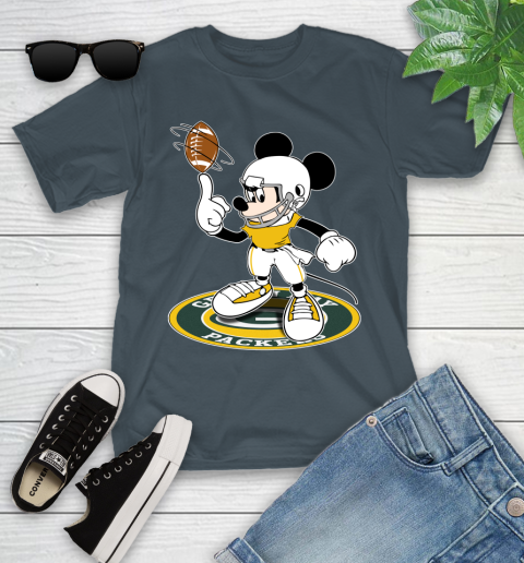 NFL Football Green Bay Packers Cheerful Mickey Disney Shirt Youth T-Shirt 8