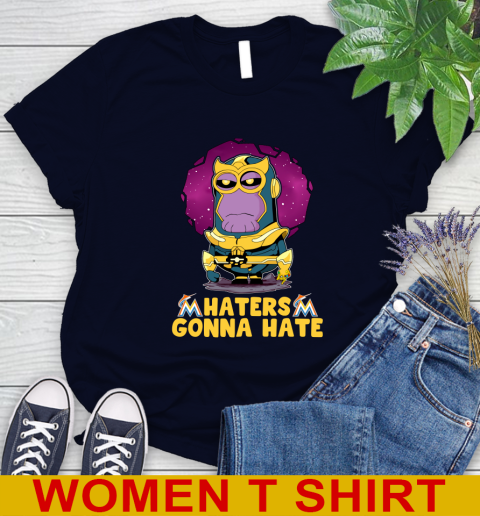 MLB Baseball Miami Marlins Haters Gonna Hate Thanos Minion Marvel Shirt Women's T-Shirt 3