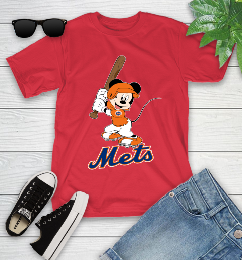 MLB Baseball New York Mets Cheerful Mickey Mouse Shirt Youth T-Shirt 10