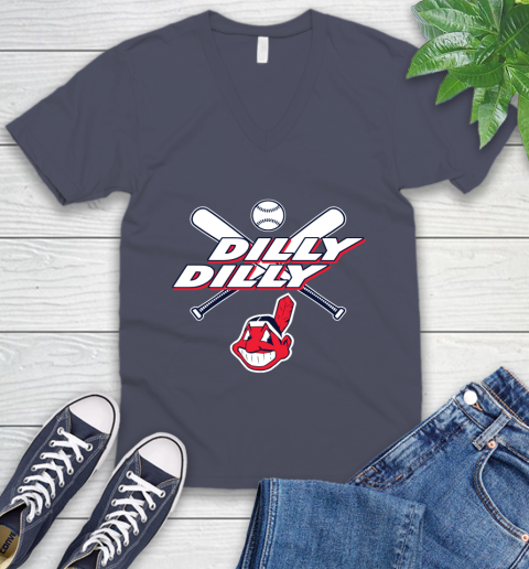 MLB Cleveland Indians Dilly Dilly Baseball Sports V-Neck T-Shirt 9
