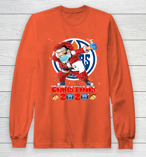 Edmonton Oilers Funny Santa Claus Dabbing Christmas 2020 NHL Long Sleeve T-Shirt 3