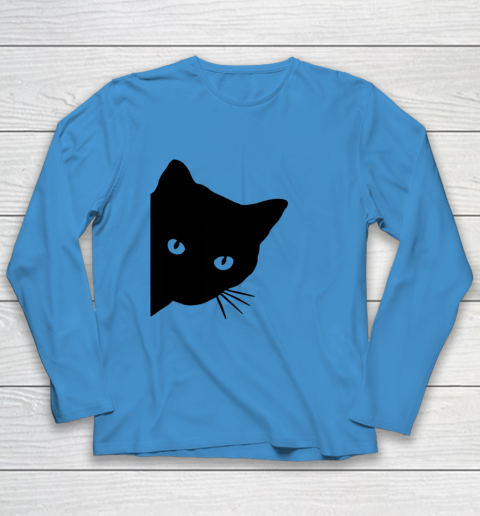 Black Cat Face Watching Funny Cat Halloween Gifts Cat Lovers T Shirt.QZSPTYUYC4 Youth Long Sleeve 4
