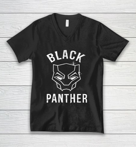 Marvel Black Panther Movie Collegiate Graffiti Mask V-Neck T-Shirt