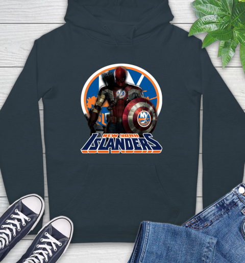 NHL Captain America Thor Spider Man Hawkeye Avengers Endgame Hockey New York Islanders Hoodie 7