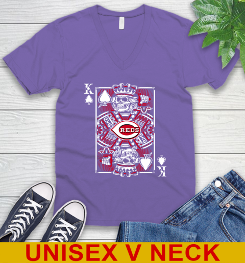 Cincinnati Reds MLB Baseball The King Of Spades Death Cards Shirt V-Neck T-Shirt 8