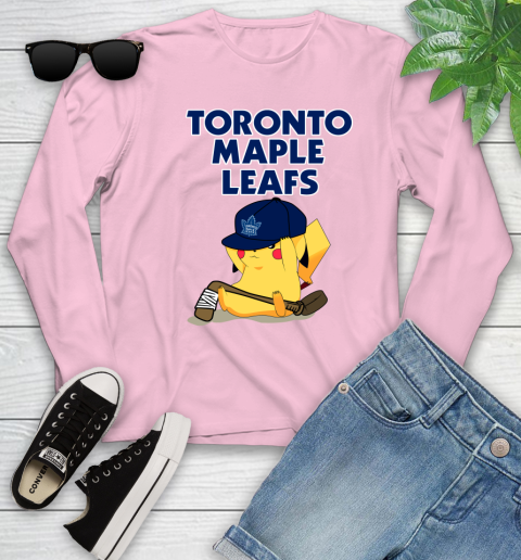 NHL Pikachu Hockey Sports Toronto Maple Leafs Youth Long Sleeve 10