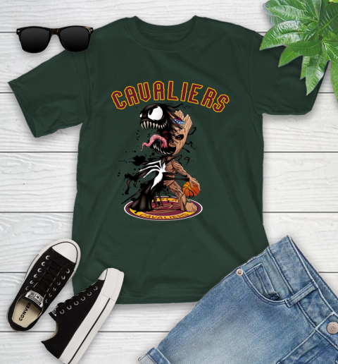 NBA Cleveland Cavaliers Basketball Venom Groot Guardians Of The Galaxy Youth T-Shirt - Image 6