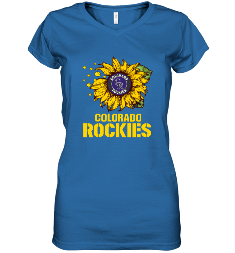 Colorado Rockiers Sunflower MLB Baseball Women's V-Neck T-Shirt
