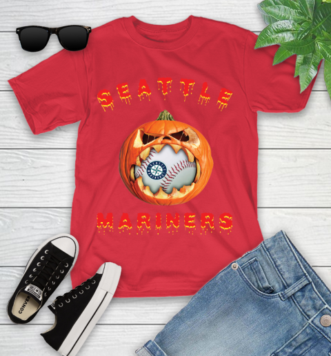 MLB Seattle Mariners Halloween Pumpkin Baseball Sports Youth T-Shirt 10