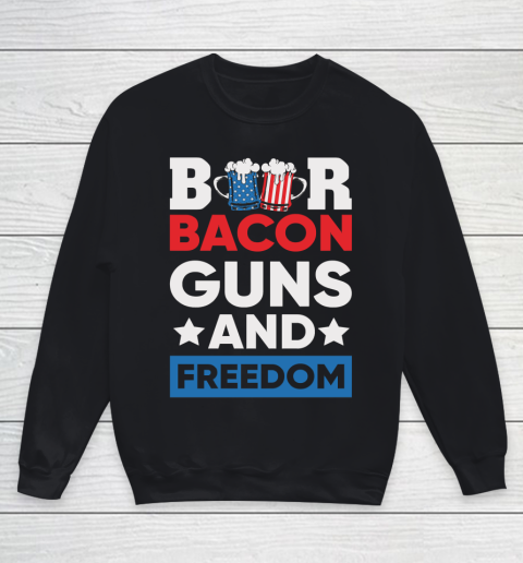Beer Lover Funny Shirt Beer Bacon and Freedom 4th Youth Sweatshirt