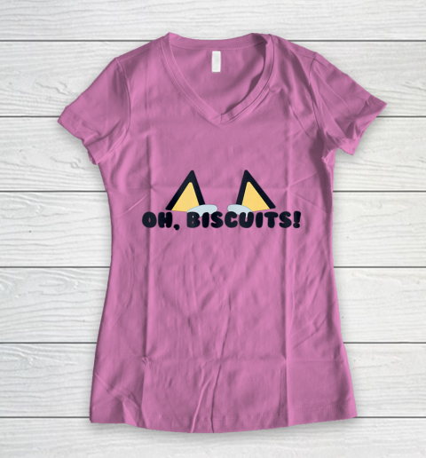 Bluey Oh Biscuits Mum Dad Cartoon Mother s Father s Day Women's V-Neck T-Shirt 8