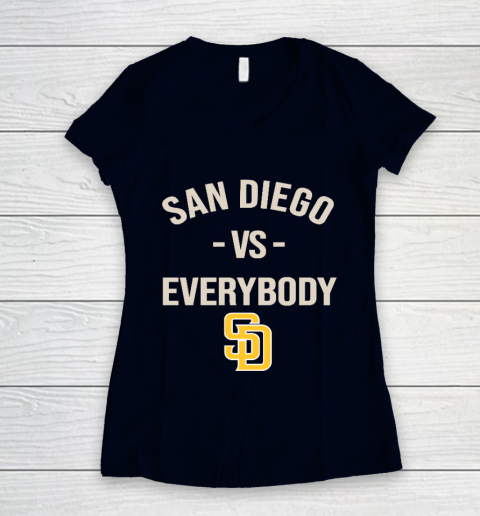 San Diego Padres Vs Everybody Women's V-Neck T-Shirt 2