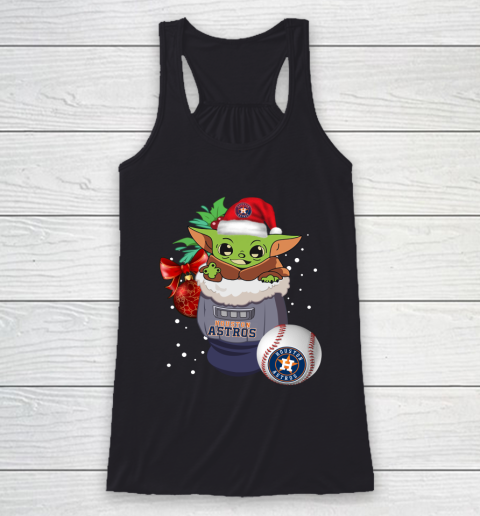 Houston Astros Christmas Baby Yoda Star Wars Funny Happy MLB Racerback Tank