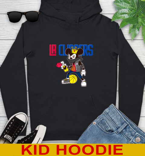 LA Clippers NBA Basketball Mickey Peace Sign Sports Youth Hoodie 2