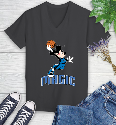 NBA Basketball Orlando Magic Cheerful Mickey Mouse Shirt Women's V-Neck T-Shirt 7