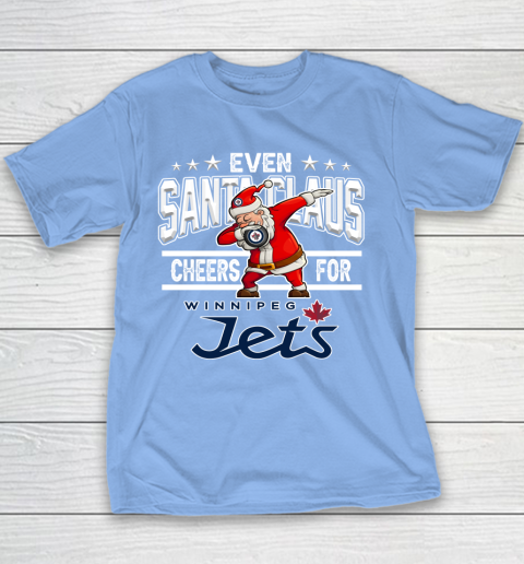 Winnipeg Jets Even Santa Claus Cheers For Christmas NHL Youth T-Shirt 8