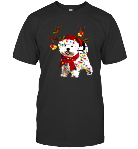 Westie gorgeous reindeer light christmas Shirt T-Shirt