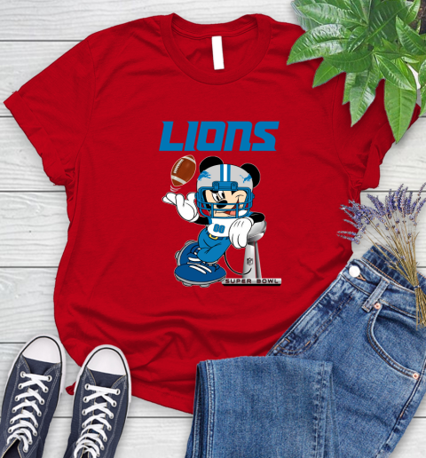 NFL Detroit Lions Mickey Mouse Disney Super Bowl Football T Shirt Women's T-Shirt 9