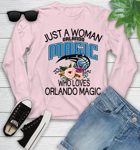 NBA Just A Woman Who Loves Orlando Magic Basketball Sports Youth Long Sleeve 7