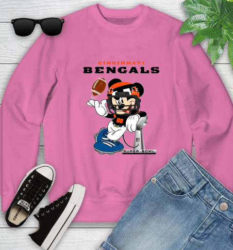 NFL Cincinnati Bengals Mickey Mouse Disney Super Bowl Football T Shirt Youth Sweatshirt 7