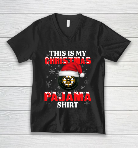 Boston Bruins This Is My Christmas Pajama Shirt NHL V-Neck T-Shirt