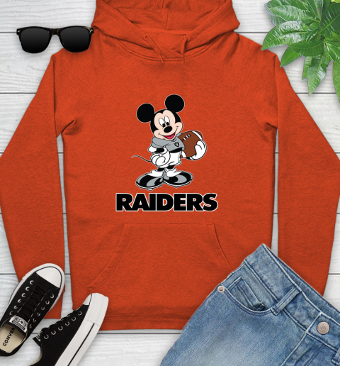 NFL Football Oakland Raiders Cheerful Mickey Mouse Shirt Youth Hoodie 5