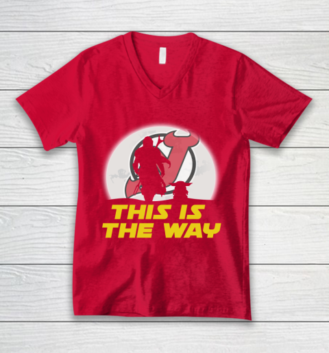 New Jersey Devils NHL Ice Hockey Star Wars Yoda And Mandalorian This Is The Way V-Neck T-Shirt 6