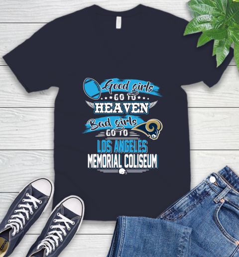 Los Angeles Rams NFL Bad Girls Go To Los Angeles Memorial Coliseum Shirt V-Neck T-Shirt 2