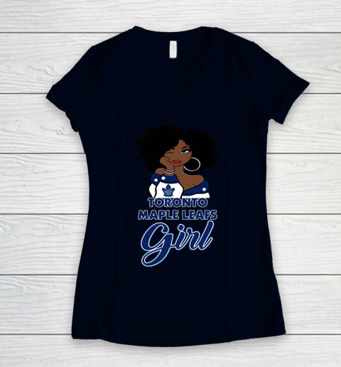 Toronto Maple Leafs Girl NHL Women's V-Neck T-Shirt 3