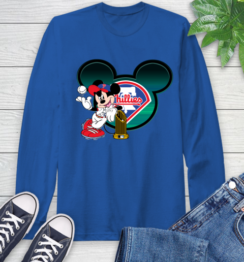 MLB Philadelphia Phillies The Commissioner's Trophy Mickey Mouse Disney Long Sleeve T-Shirt 9
