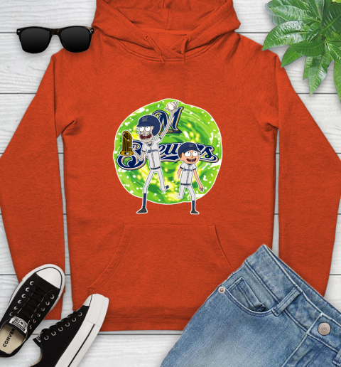 MLB Milwaukee Brewers Rick And Morty Commissioner's Trophy Baseball Sports Youth Hoodie 5