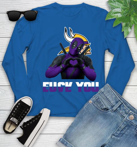 NHL Minnesota Vikings Deadpool Love You Fuck You Football Sports Youth Long Sleeve 10