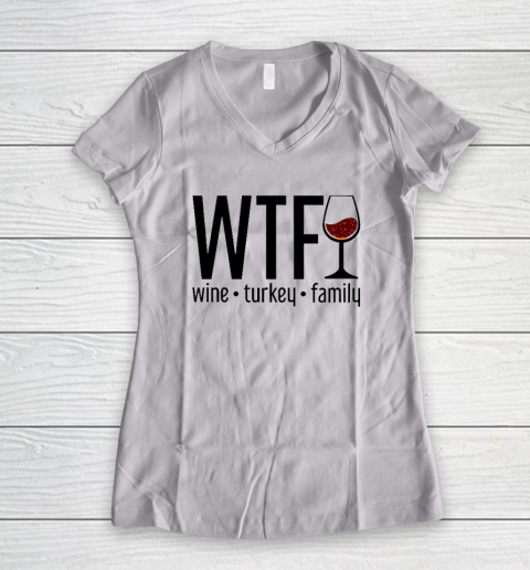 WTF Wine Turkey Family Women's V-Neck T-Shirt