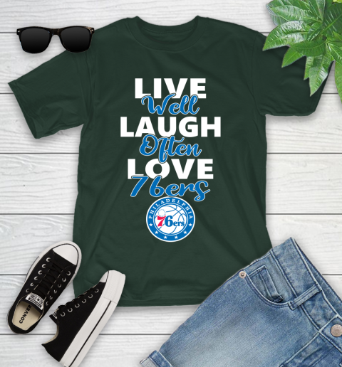 NBA Basketball Philadelphia 76ers Live Well Laugh Often Love Shirt Youth T-Shirt 4