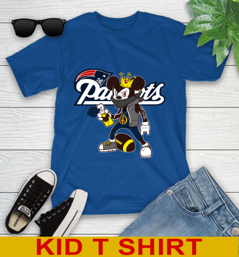 New England Patriots NFL Football Mickey Peace Sign Sports Youth T-Shirt 9
