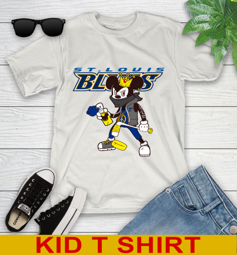 St.Louis Blues NHL Hockey Mickey Peace Sign Sports Youth T-Shirt 12