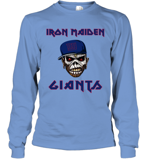 NFL New York Giants Iron Maiden Rock Band Music Football Sports toD4z7oEZ1D long sleeve tee 14 95 151514 front carolina blue