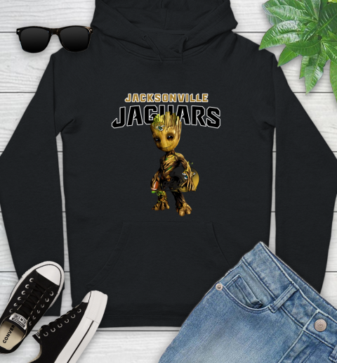 Jacksonville Jaguars NFL Football Groot Marvel Guardians Of The Galaxy Youth Hoodie 2