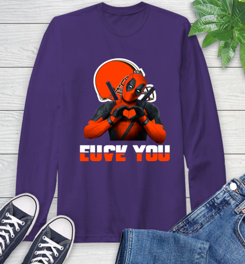 NHL Cleveland Browns Deadpool Love You Fuck You Football Sports Long Sleeve T-Shirt 5