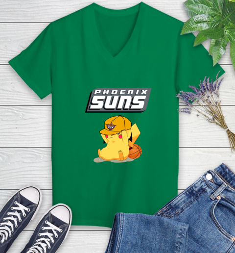 NBA Pikachu Basketball Sports Phoenix Suns Women's V-Neck T-Shirt 5