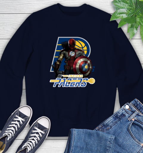 Indiana Pacers NBA Basketball Captain America Thor Spider Man Hawkeye Avengers Sweatshirt 3