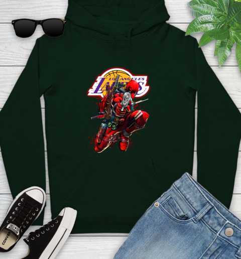 NBA Deadpool Marvel Comics Sports Basketball Los Angeles Lakers Youth Hoodie 13