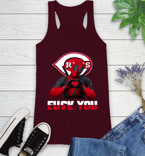 MLB Cincinnati Reds Deadpool Love You Fuck You Baseball Sports Racerback Tank 2