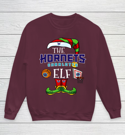 Charlotte Hornets Christmas ELF Funny NBA Youth Sweatshirt 4