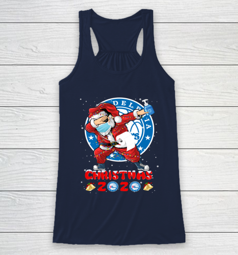 Philadelphia 76ers Funny Santa Claus Dabbing Christmas 2020 NBA Racerback Tank 8