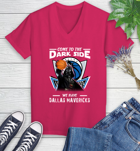 NBA Come To The Dark Side We Have Dallas Mavericks Star Wars Darth Vader Basketball Women's V-Neck T-Shirt 9