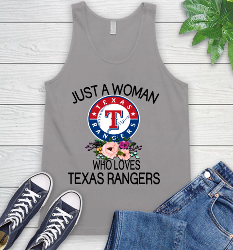 MLB Just A Woman Who Loves Texas Rangers Baseball Sports Tank Top 2