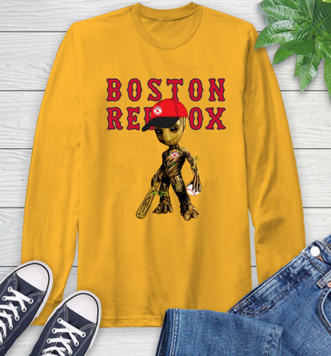 MLB Boston Red Sox Groot Guardians Of The Galaxy Baseball Long Sleeve T-Shirt 3