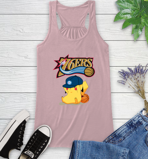 NBA Pikachu Basketball Sports Philadelphia 76ers Racerback Tank 11